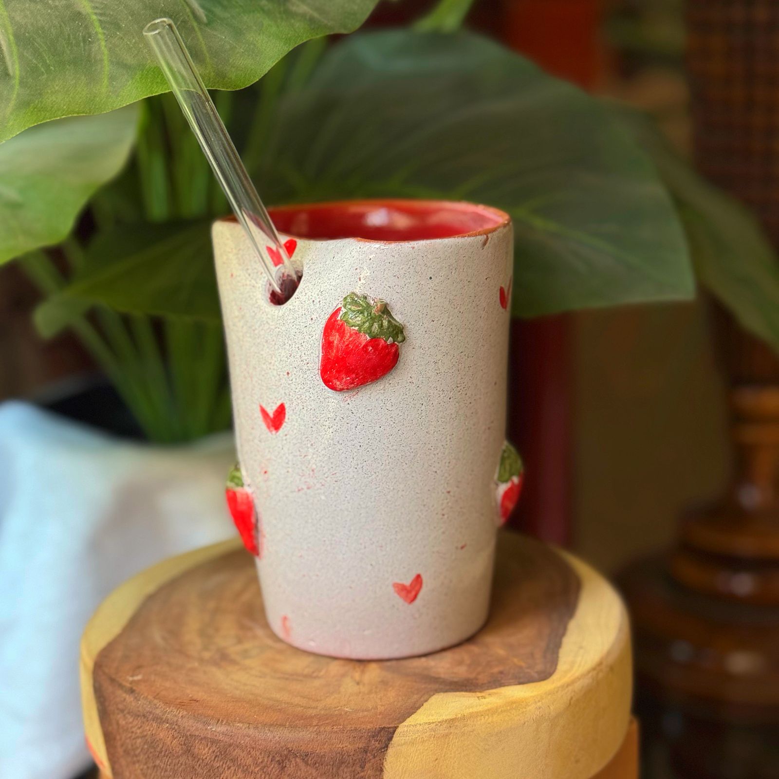 Piece of Sara Strawberry Straw Cup