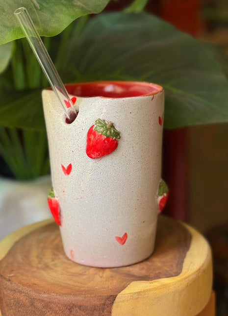Piece of Sara Strawberry Straw Cup