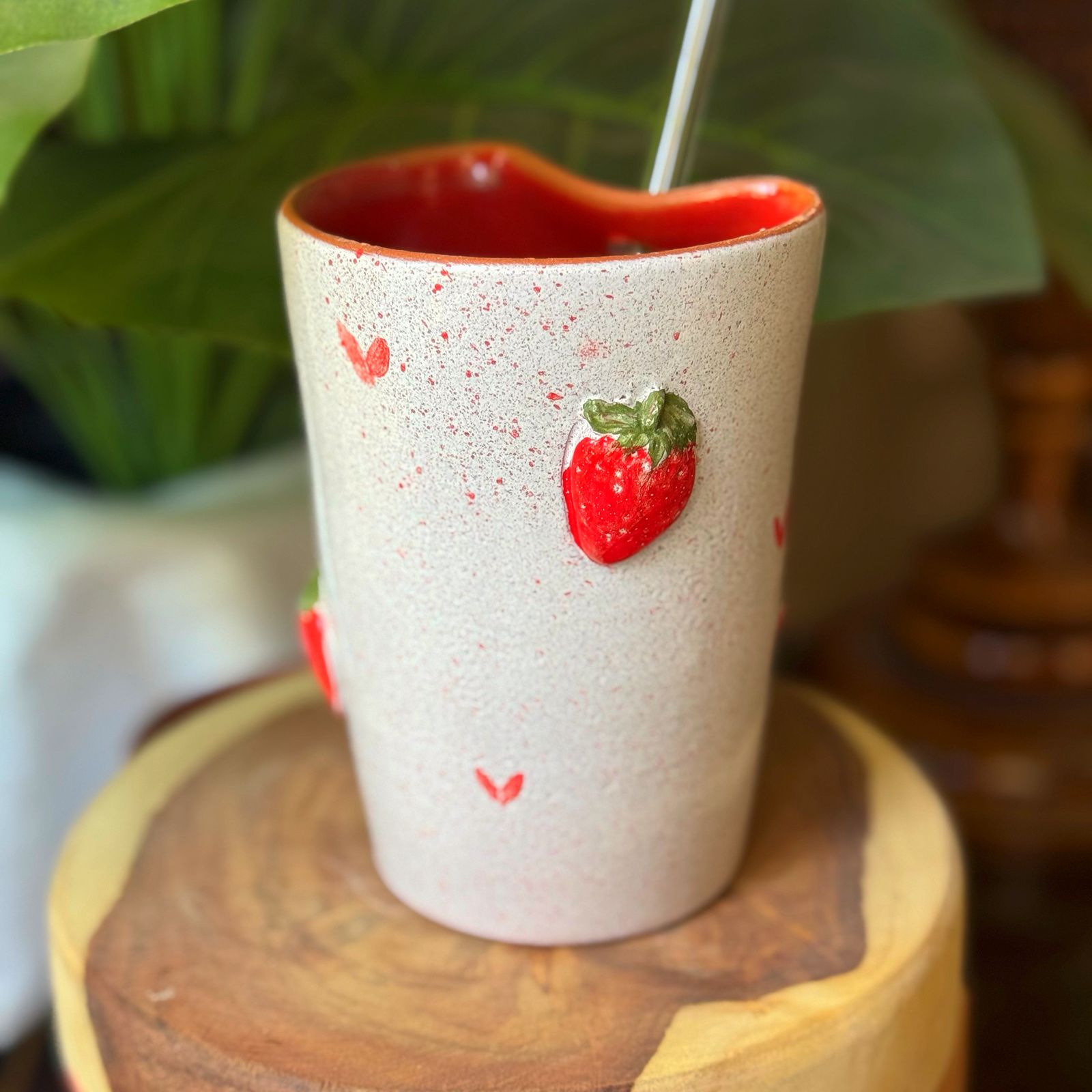 Piece of Sara Strawberry Straw Cup