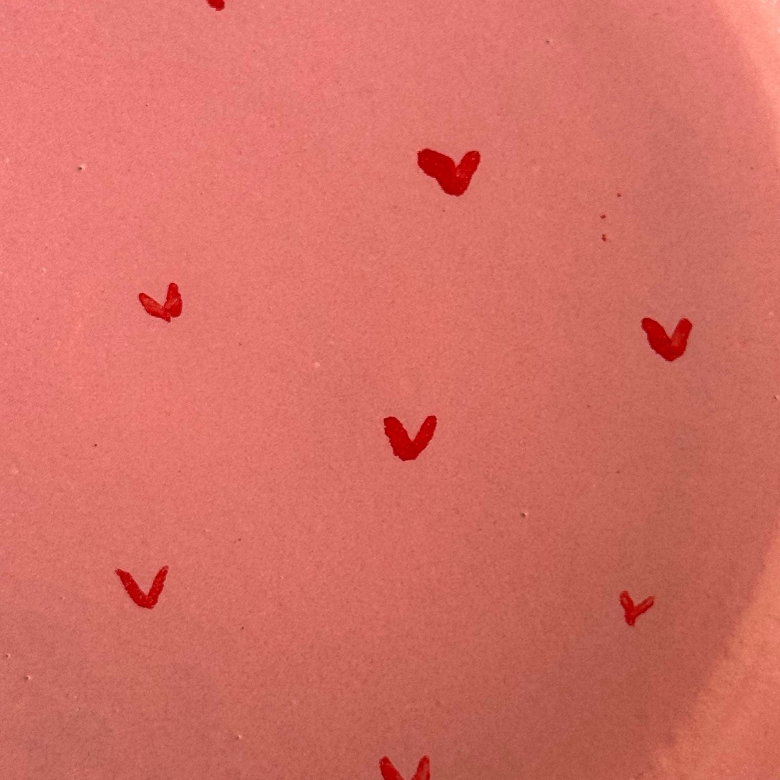 Piece of Sara Pink Hearts Plate (Food Safe)
