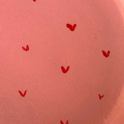 Piece of Sara Pink Hearts Plate (Food Safe)