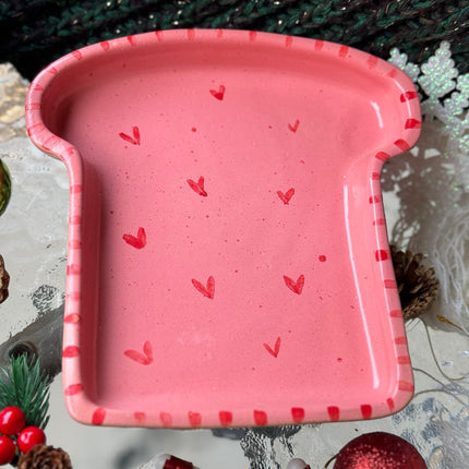 Piece of Sara Pink Heart Toast Plate