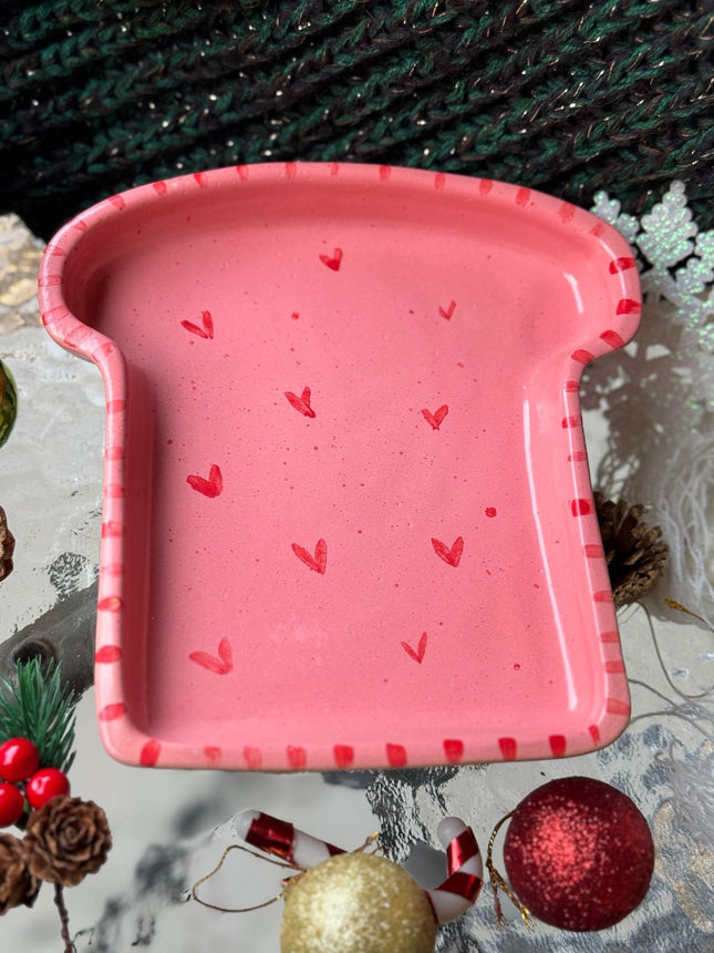 Piece of Sara Pink Heart Toast Plate