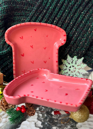 Piece of Sara Pink Heart Toast Plate