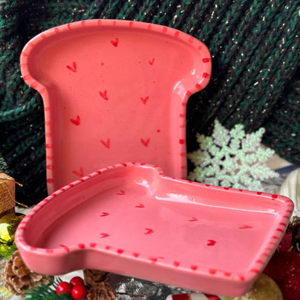 Piece of Sara Pink Heart Toast Plate