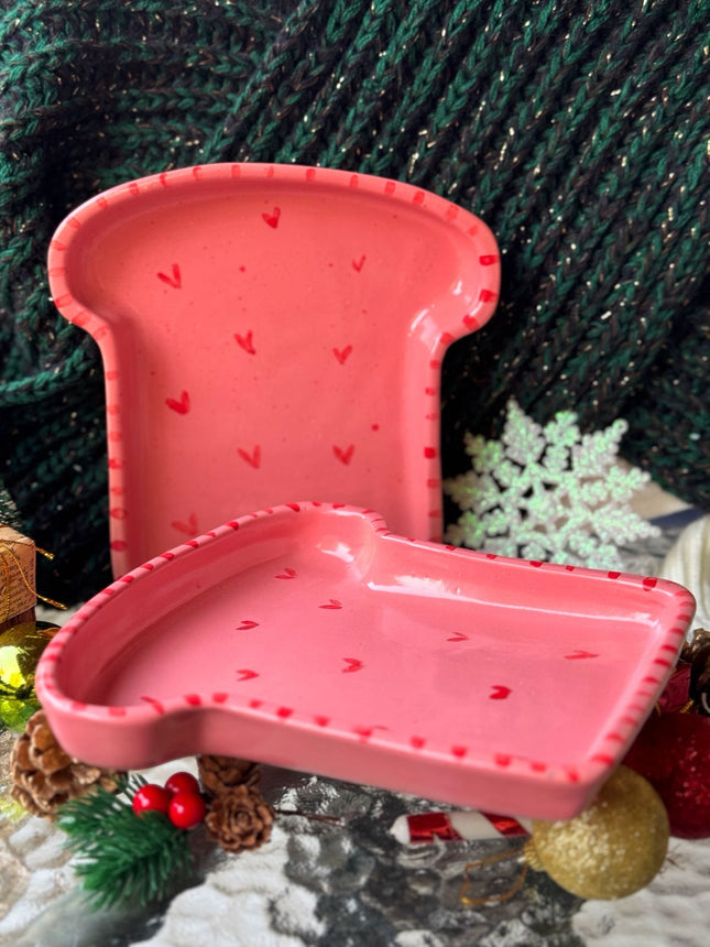Piece of Sara Pink Heart Toast Plate