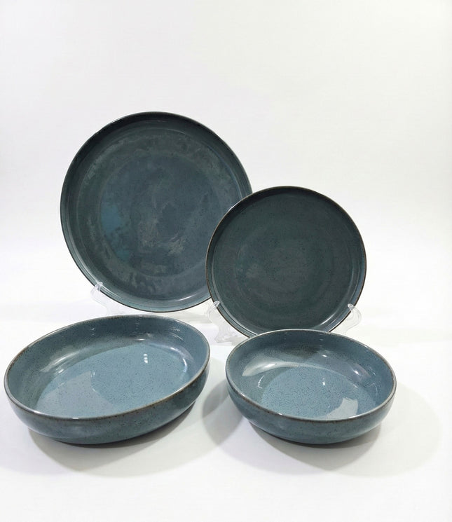 Tulu Granulated Dark Teal 24 Pc Dinner Set