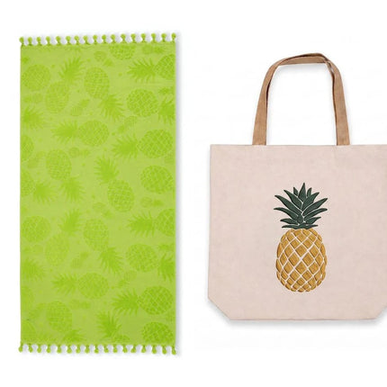 J Linens Beach Towel & Tote Bag ( Pineapple )