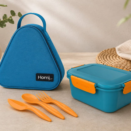 Back to School Bundle Lunch Bag Triangle Shape  with Lunch Box (1100 ml) and Cutlery Set
