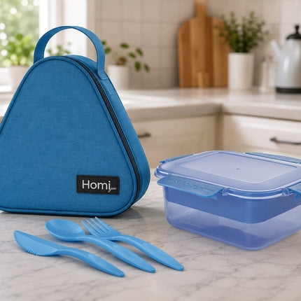 Back to School Bundle Lunch Bag Triangle Shape  with Lunch Box (1100 ml) and Cutlery Set