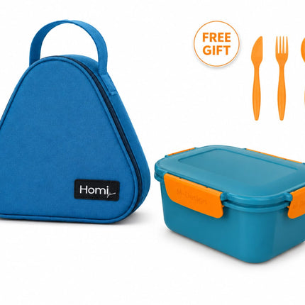 Back to School Bundle Lunch Bag Triangle Shape  with Lunch Box (1100 ml) and Cutlery Set