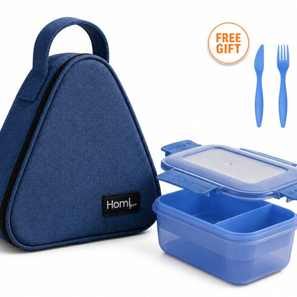 Back to School Bundle Lunch Bag Triangle Shape  with Lunch Box (1100 ml) and Cutlery Set