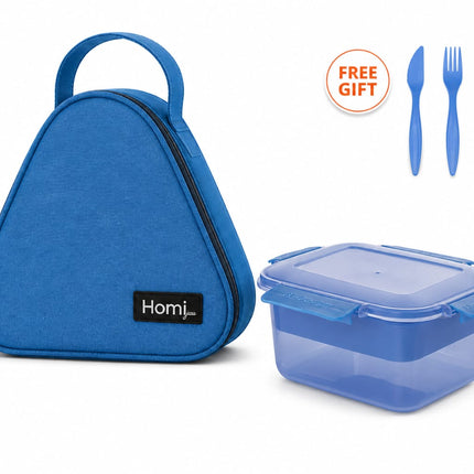 Back to School Bundle Lunch Bag Triangle Shape  with Lunch Box (1100 ml) and Cutlery Set