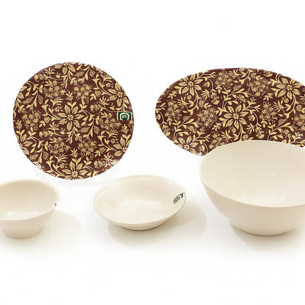 Melamine Dinner Set Maroon / cream (26 Pcs)