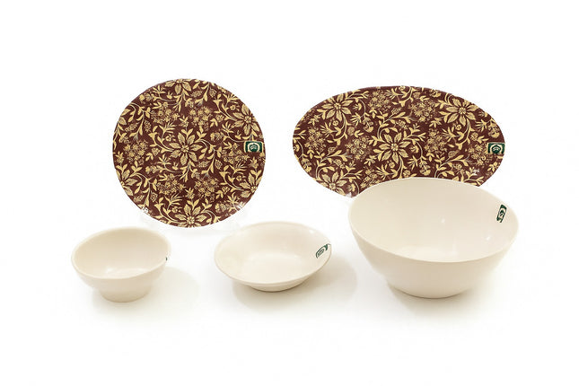 Melamine Dinner Set Maroon / cream (26 Pcs)
