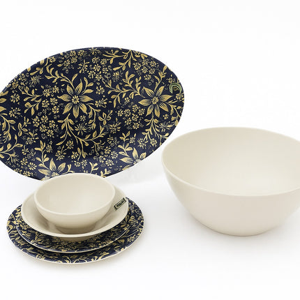 Melamine Dinner Set Blue Flower / cream (26 Pcs)