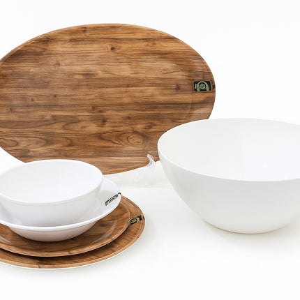 Melamine Dinner Set Wooden Brown (26 Pcs)