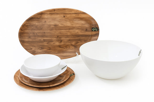 Melamine Dinner Set Wooden Brown (26 Pcs)