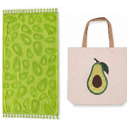 J Linens Beach Towel & Tote Bag ( Avocado )