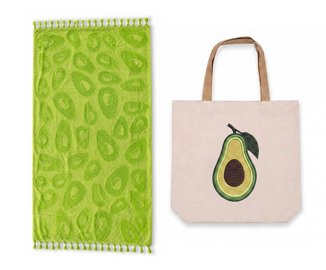J Linens Beach Towel & Tote Bag ( Avocado )