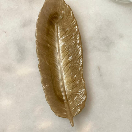 asha's Gold Feather Dish 24*8 Handmade from Resin