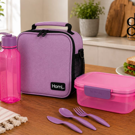Summer Bundle Lunch Bag  (7 L)  with Lunch Box (1600 ml), Water Bottle 650 ml and Cutlery Set