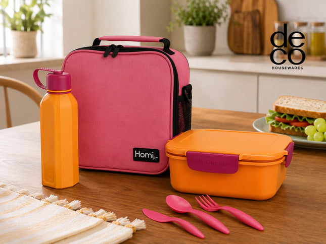 Summer Bundle Lunch Bag (7 L) with Lunch Box  (2100 ml)  , Water Bottle 800 ml and Cutlery Set