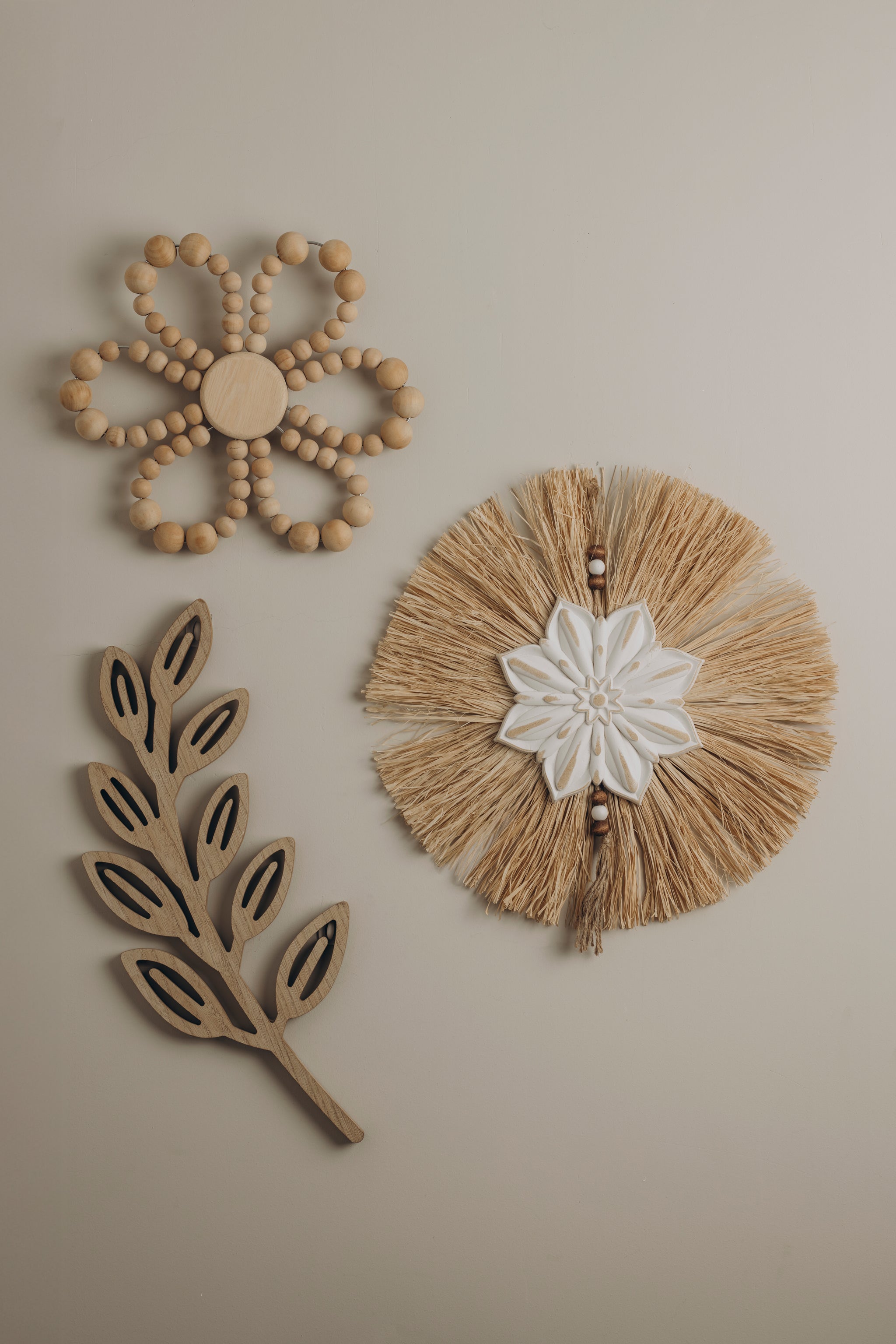 The Words Co Wooden Bead Flower Wall Hanging