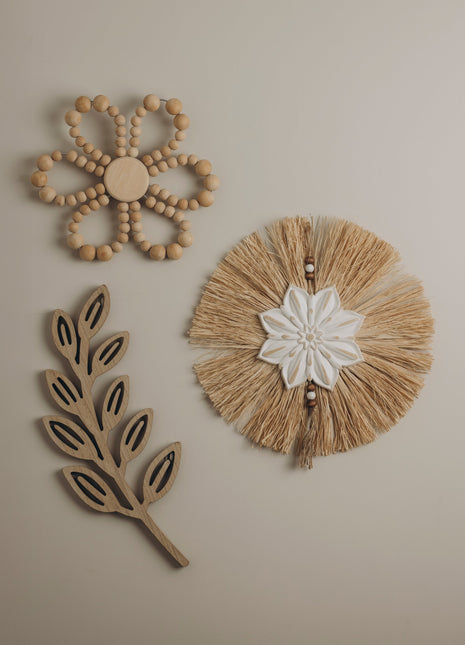 The Words Co Wooden Bead Flower Wall Hanging