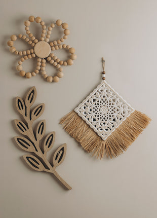 The Words Co Wooden Bead Flower Wall Hanging