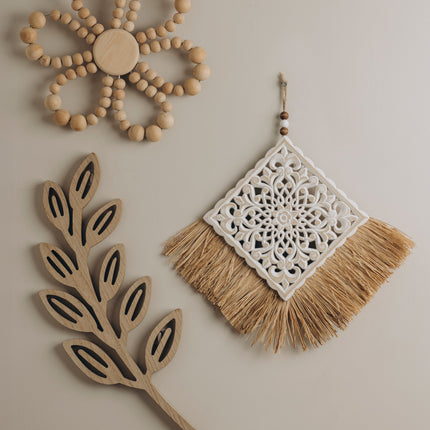 The Words Co Wooden Bead Flower Wall Hanging