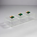 Box with 3 Separate Covers / Wood with Emerald Green