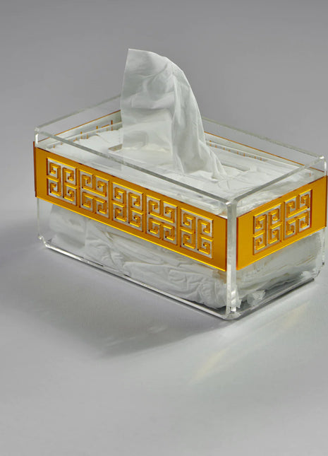 Zee Designs Plexi Glass Greek Key Tissue Box