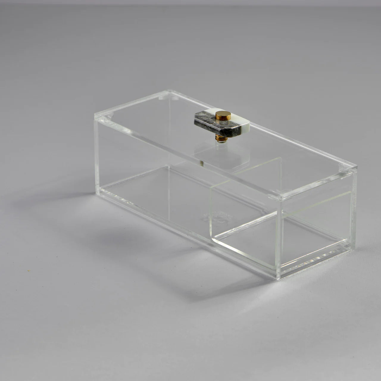 Zee Designs Plexi Glass Marble Knob Small 3-Compartment Box