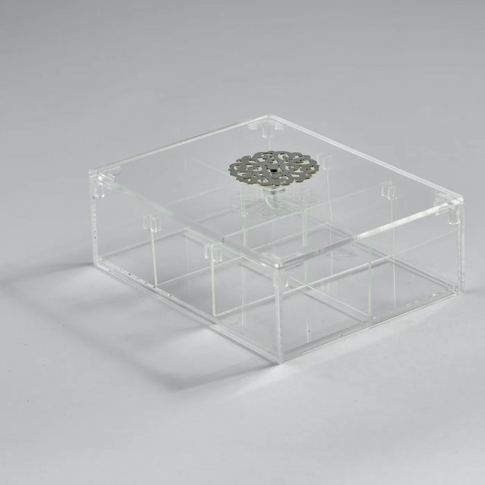 Zee Designs Plexi Glass Plated 6-Compartments Tea Box