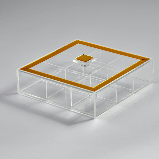 Zee Designs Plexi Glass Framed 9-Compartments Tea Box