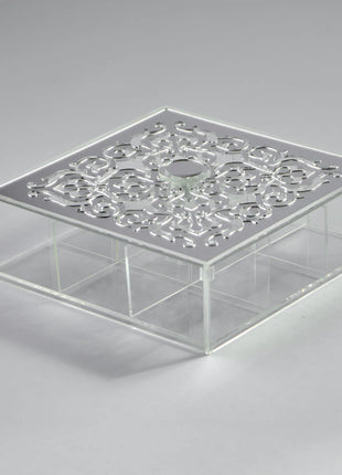 Zee Designs Plexi Glass Motif 9-Compartments Tea Box