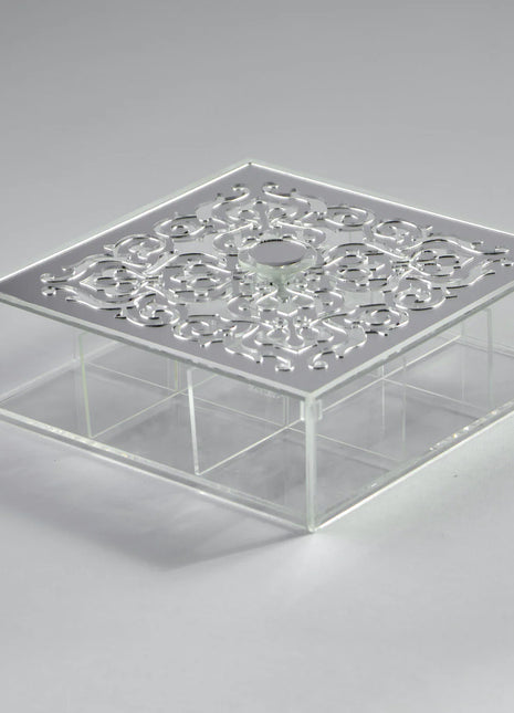Zee Designs Plexi Glass Motif 9-Compartments Tea Box
