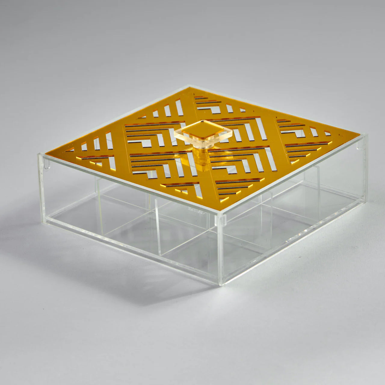 Zee Designs Plexi Glass Geometric 9-Compartments Tea Box