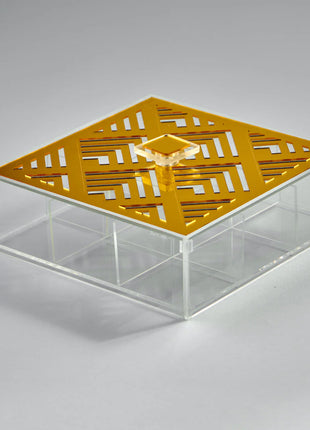Zee Designs Plexi Glass Geometric 9-Compartments Tea Box