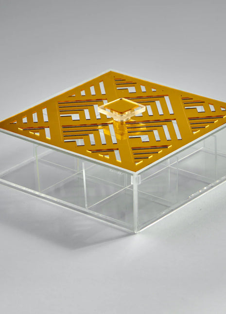 Zee Designs Plexi Glass Geometric 9-Compartments Tea Box
