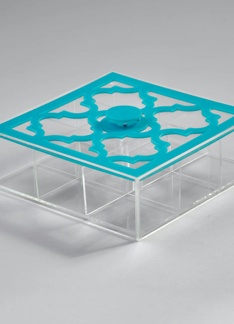 Zee Designs Plexi Glass Moroccan 9-Compartments Tea Box