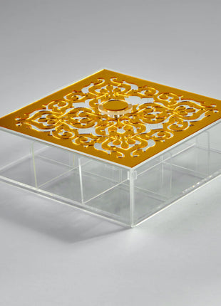Zee Designs Plexi Glass Motif 9-Compartments Tea Box