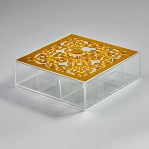 Zee Designs Plexi Glass Motif 9-Compartments Tea Box