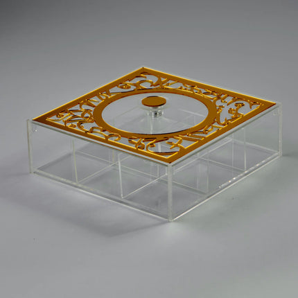 Zee Designs Plexi Glass Arabic Calligraphy 9-Compartments Tea Box