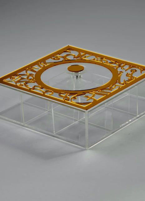 Zee Designs Plexi Glass Arabic Calligraphy 9-Compartments Tea Box