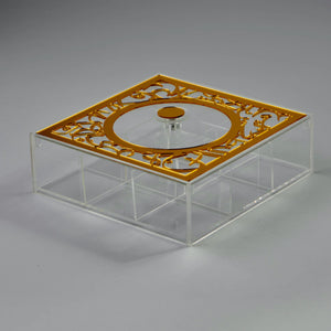 Zee Designs Plexi Glass Arabic Calligraphy 9-Compartments Tea Box
