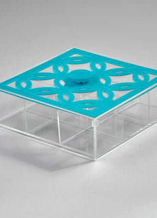 Zee Designs Plexi Glass Circles 9-Compartments Tea Box