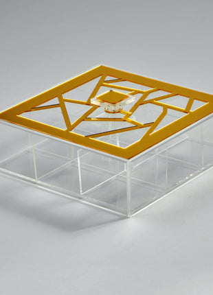 Zee Designs Plexi Glass Irregular 9-Compartments Tea Box