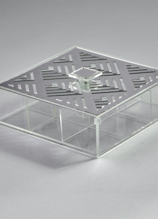 Zee Designs Plexi Glass Geometric 9-Compartments Tea Box